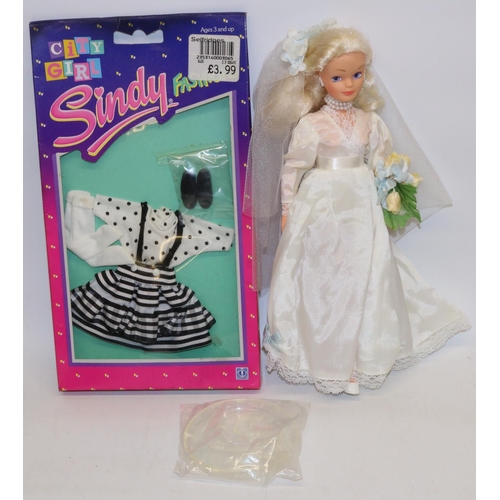 221 - Sindy; Late 1980s blonde Sindy wearing 1887 'White Wedding', back of head stamped Sindy, and a Sindy... 