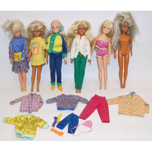 229 - Sindy; Six Hasbro Sindy dolls with extra clothing (6)