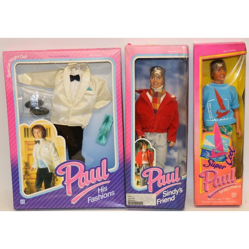 234 - Sindy; Paul in red jacket, Paul in beach outfit, and Paul fashion 'Special Night Out', all boxed (3)