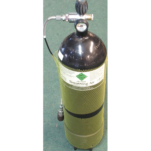 40 - Oxygen/air tank for air rifle with fitting and gauge, H69cm (undated)