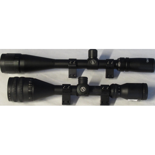 43 - Tasco rifle scope with mounts and a Hawke 3-12x50 rifle scope with mounts (2)