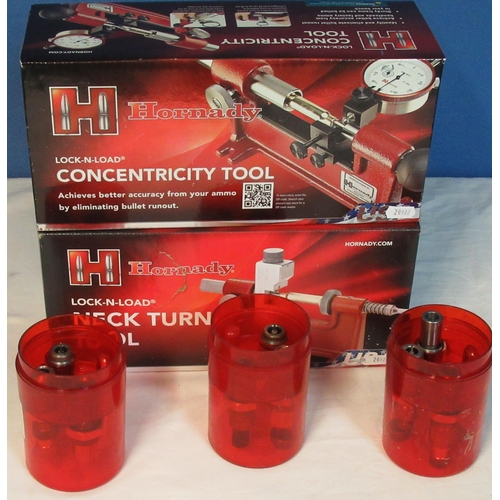 50 - Boxed Hornady Lock-n-Load Neck Turn Tool and a Concentricity Tool with 3 sets of loading dyes inc. 3... 