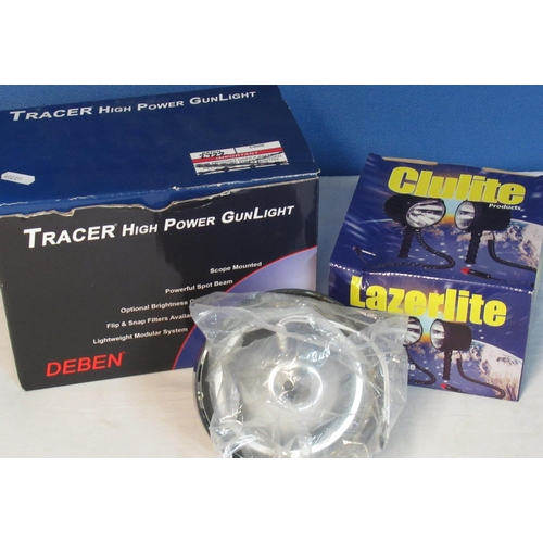 57 - Deben tracer high power gun light, and a Clulite hand held spotting lamp