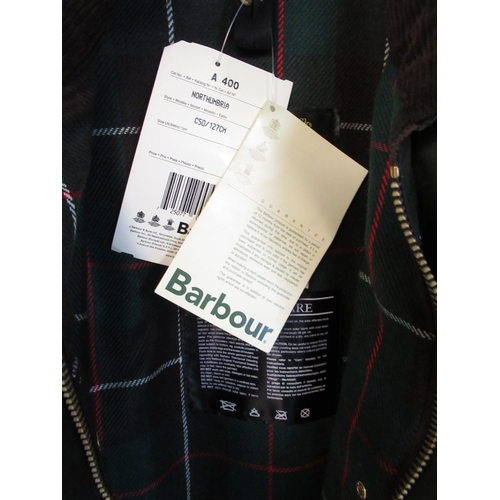 71 - As new Barbour 'Northumbria', Olive. Size 50. Tin of Barbour wax