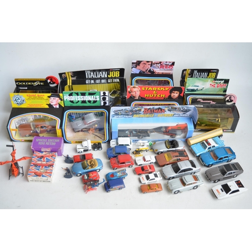 338 - Collection of previously used diecast models, many vintage TV and film related to include Starsky An... 