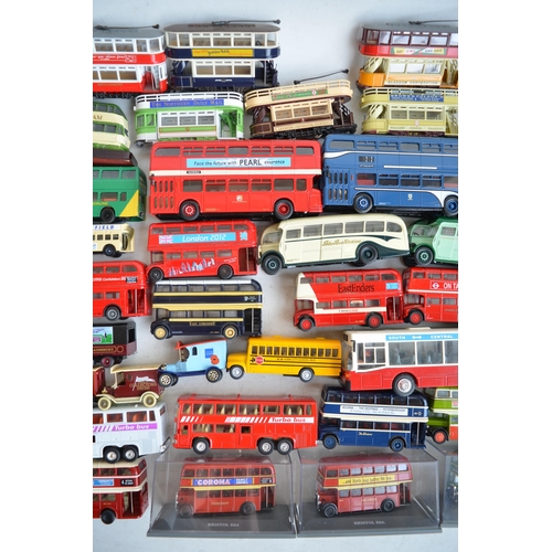 345 - Collection of previously displayed diecast model buses, trams and other vehicles, mostly Corgi. Also... 