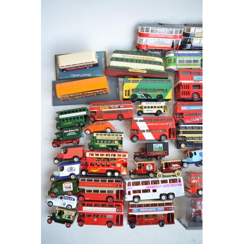 345 - Collection of previously displayed diecast model buses, trams and other vehicles, mostly Corgi. Also... 