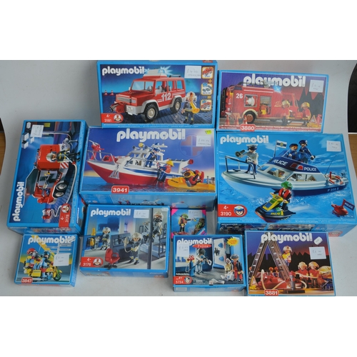 357 - Ten boxed Playmobil sets to include Fire, Police and Rescue services. 5 boxes opened but all set con... 