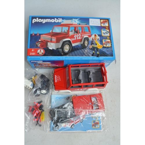 357 - Ten boxed Playmobil sets to include Fire, Police and Rescue services. 5 boxes opened but all set con... 