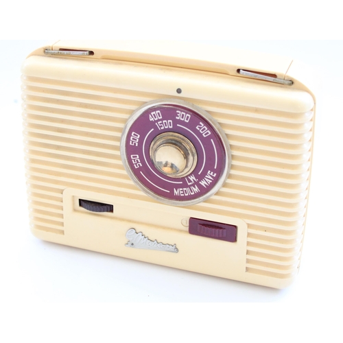 963 - G. Marconi Marconiphone model P60B transistor/valve portable radio in cream with burgundy dial