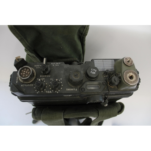 876 - US Army AN/PRC-10 radio transceiver complete with folding antenna, H-33F handset in ST-120 carry har... 