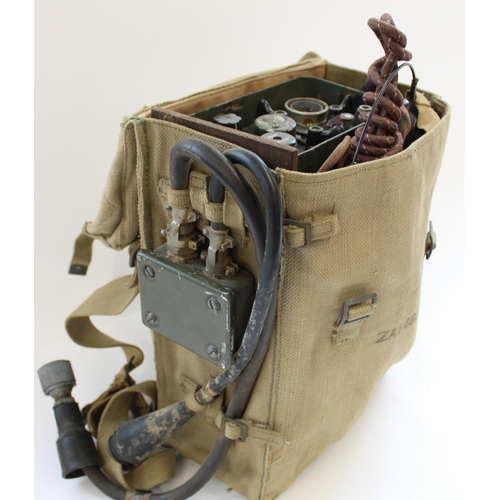 879 - British Army WWII period Wireless Set No. 46 TPL ZA 29542 manpack radio transceiver in canvas set ca... 