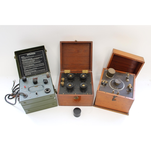 883 - Gambrell Bros Resistance box, WWI period wave meter type C1, and a British Military Wavemeter Class ... 