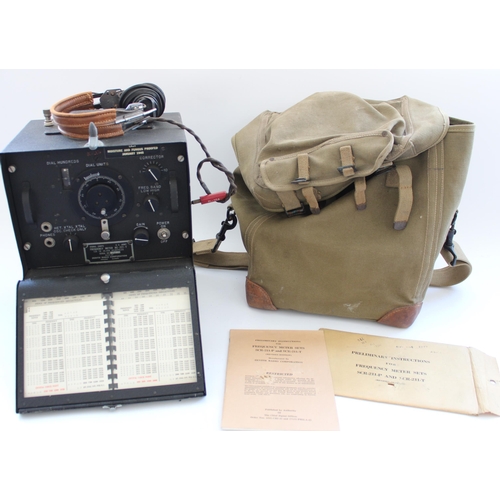 892 - WWII period US Army Signal Corps. Zenith Radio Frequency Meter SCR-211-T (BC-221-T) in canvas case w... 