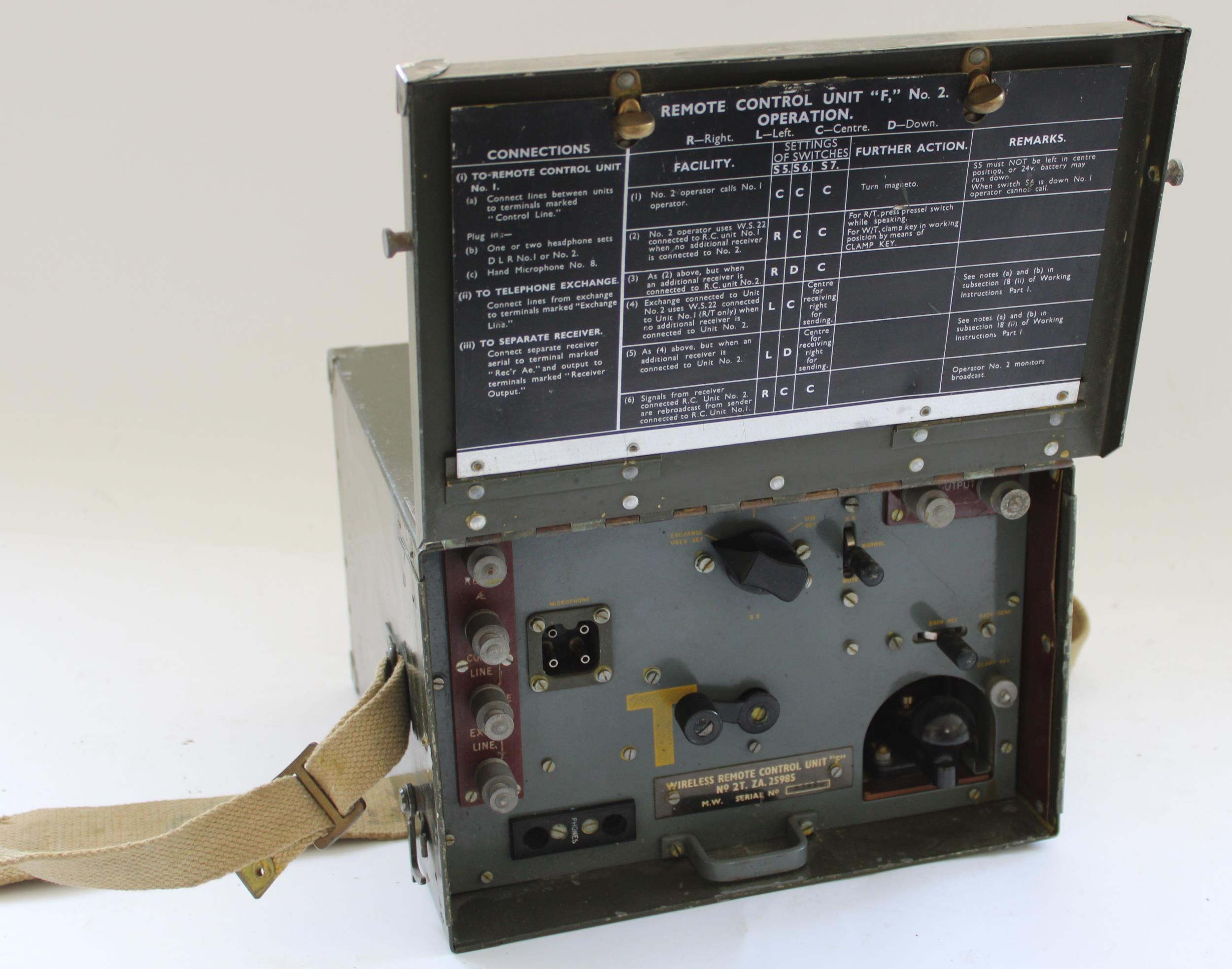 WWII period British Army Wireless remote control unit 'F' No. 2T 