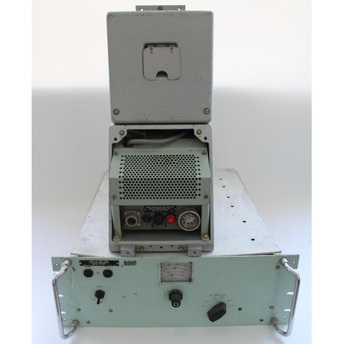 928 - c1980s British military Selector Protector Radio Receiver with a similar period PSU