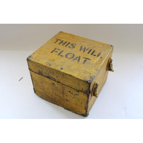 933 - WWII period to 1950s naval rescue/lifeboat radio,  housed in yellow painted case stencilled 'This Wi... 