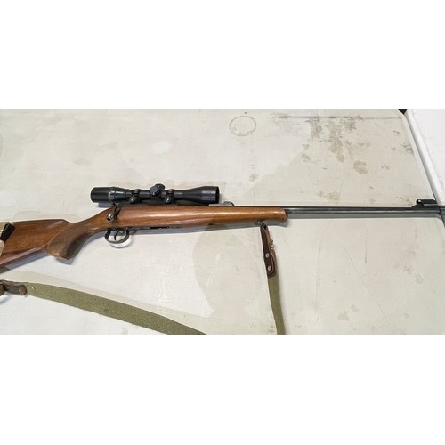 339 - CZ Bruno .22 bolt action rifle with detachable moderator and two magazines, webbing sling, model 12 ... 