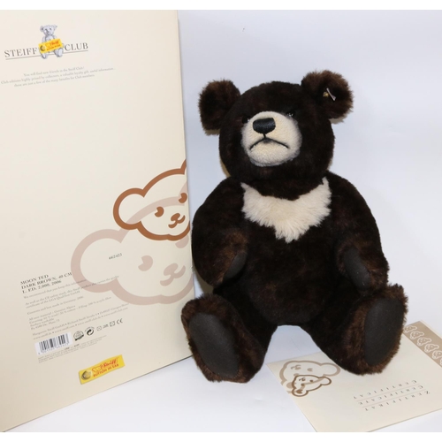 34 - Steiff Moon Ted, white tag 662423, limited edition 231/2000, dark brown and cream alpaca teddy bear,... 