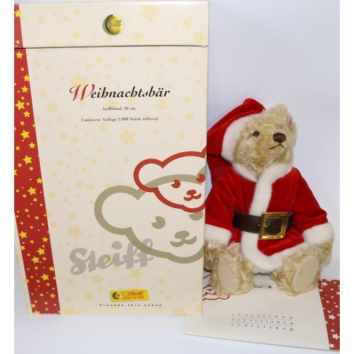 35 - Steiff Christmas Teddy Bear, light blond, 30cm. Limited edition 1147/2000, boxed with certificate