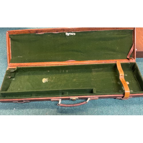 159 - Vinyl gun case with brass fittings and wooden pistol box with key 81cm x 22cm  38 x 20