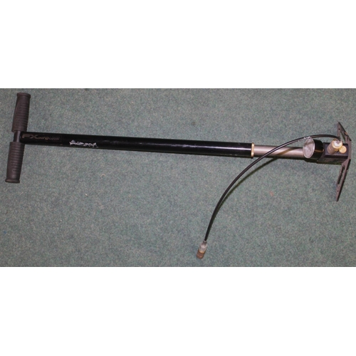 165 - FX airguns of Sweden, stirrup pump with fittings and pressure gauge.