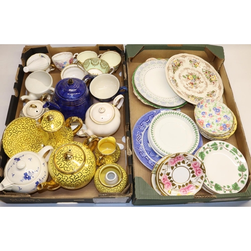 1274 - Sudlow's Burslem five piece canary yellow tea service with gilt decoration, six Tuscan China House o... 