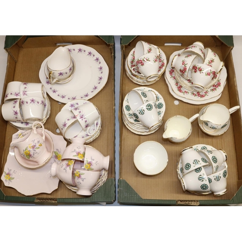 1275 - Dorchester bone china 21 piece teaset decorated with violets, two Sutherland china teasets and a Tus... 