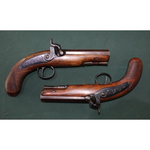 238A - Pair of Durs Egg fine English percussion pistols circa 1748 - 1831 in quality brass cornered velvet ... 