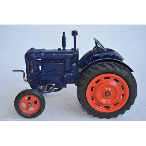 104 - Vintage boxed 1/16 scale Chad Valley diecast clockwork Fordson Major tractor model in full working o... 