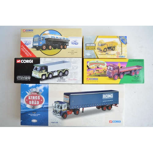 110 - Five Corgi 1/50 scale diecast truck models to include limited edition CC12501 W&J Riding Ltd Atkinso... 