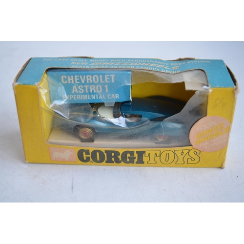 113 - Four boxed vintage diecast car models to include 3 x Corgi Toys: 347 Chevrolet Astro 1 Experimental ... 