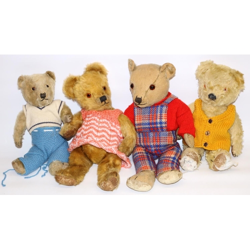 49 - Collection of 1940/50s British teddy bears in various outfits
