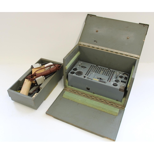 936 - British Mk123 transceiver Cold War era spy radio set in green painted case with accessories