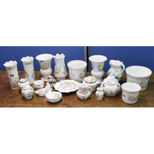 1401 - Selection of Aynsley Cottage Garden decorative porcelain incl. vases, plates, jugs etc. with a small... 