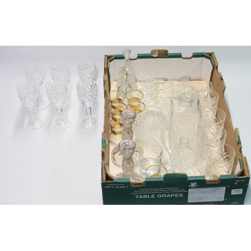 1402 - Set of six Waterford Crystal wine glasses with a selection of other misc. glassware (qty)