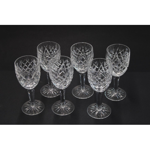 1402 - Set of six Waterford Crystal wine glasses with a selection of other misc. glassware (qty)