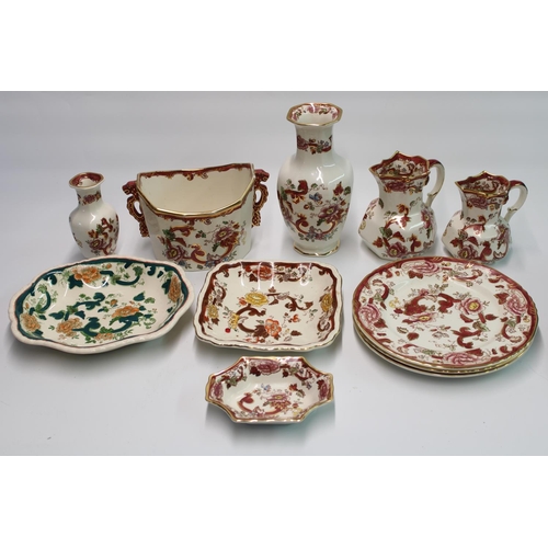 1405 - Masons Ironstone Mandalay Red pattern china slop bucket, vase, graduated jugs etc. (qty)