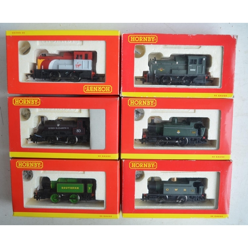 76 - Six boxed Hornby OO gauge electric locomotive models to include 2 0-4-0 diesel shunters and 4 indust... 