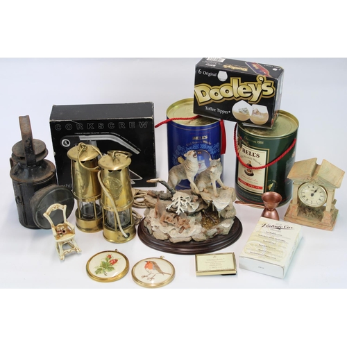 1426 - Two Protector lamp and Lighting Co. Ltd type 6 miners safety lamps, a Railwayman's signal lamp. two ... 