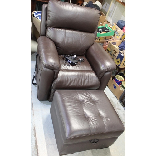 1429 - Faux leather full reclining armchair, H106cm, with matched ottoman