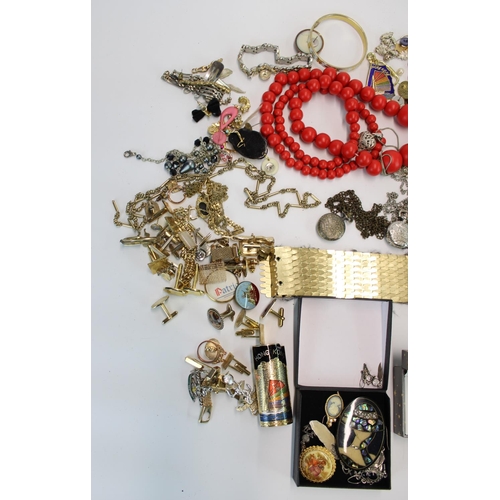 1437 - Selection of costume jewellery incl. silver pendant and earrings sets, cufflinks, beaded necklaces e... 