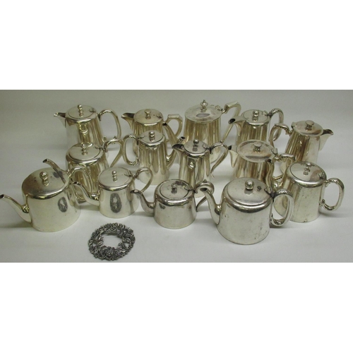 648 - Collection of EPNS & Silver plate coffee/tea pots inc. Walker and Hall and a metal garland of flower... 