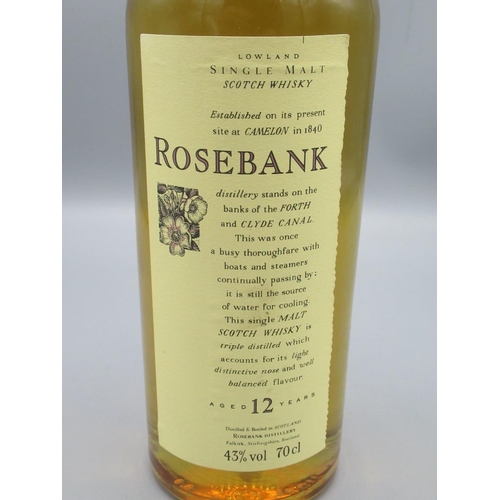 818 - Rosebank 12 year old Lowland Single Malt Scotch Whisky, 43%vol 70cl