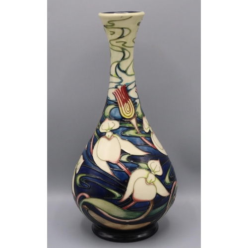 1382 - Moorcroft Pottery: Orchid Arabesque pattern bottle form vase, designed by Emma Bossons, dated 2002, ... 