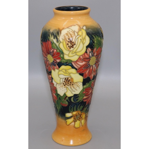 1384 - Moorcroft Pottery: Victoriana design tapering vase, dated 1997, designed by Emma Bossons, H21cm