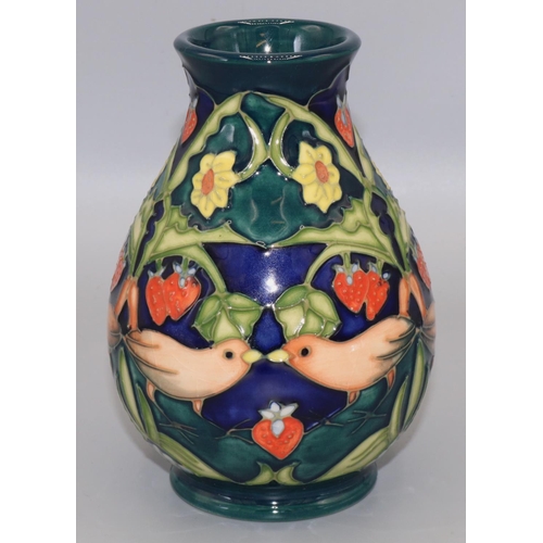 1388 - Moorcroft Pottery: Strawberry Thief pattern vase, designed by Rachel Bishop, tubelined decoration of... 