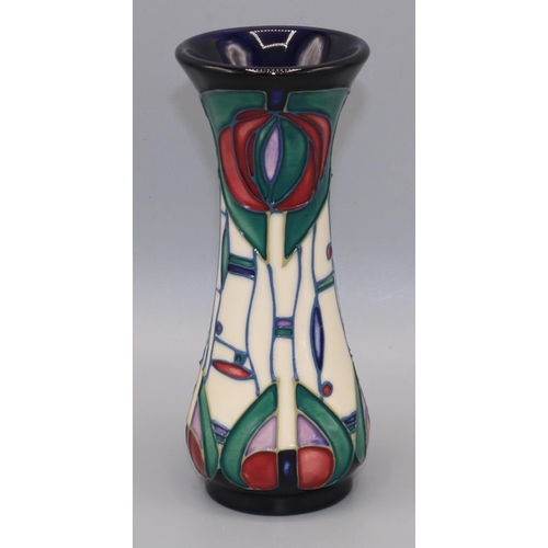 1394 - Moorcroft Pottery: Macintosh Rose pattern vase, tubelined decoration of red and green stylised flowe... 