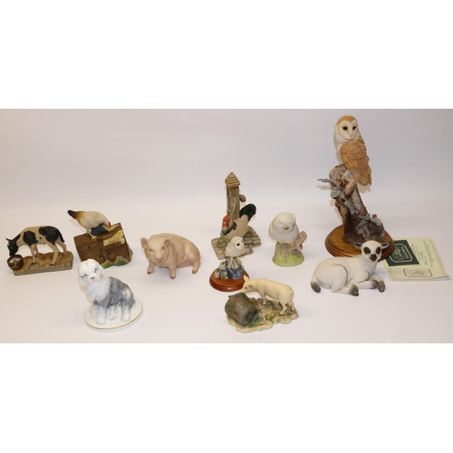 634 - Group of mixed collectable animal figures, incl. Royal Worcester Old English puppy figure modelled b... 