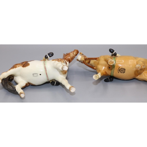 191 - Beswick figures: boy on palomino pony No. 1500, and a girl on a skewbald pony No. 1499 (2)